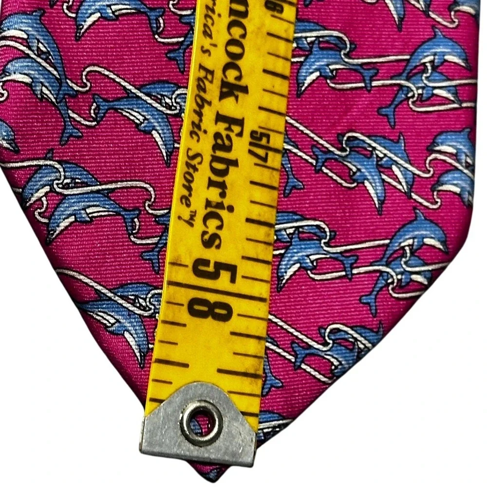 Brooks Brothers Necktie Men OS Pink‎ Dolphin Animal Print Silk USA Preepy Resort